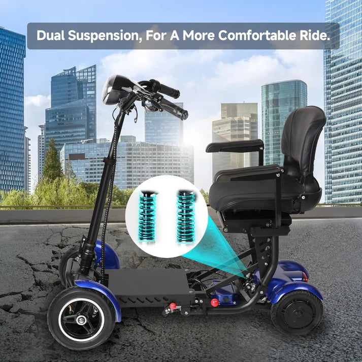 36V Foldable 4-Wheel Electric Scooter | 500W Dual Motor, 12mph, 2-Seater Mobility Scooter for Elderly & Disabled