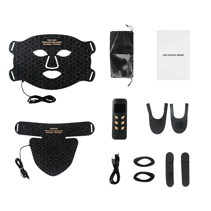 Silicone LED Face & Neck Mask | Anti-Aging Photon Light Therapy for Skin Rejuvenation & Brightening