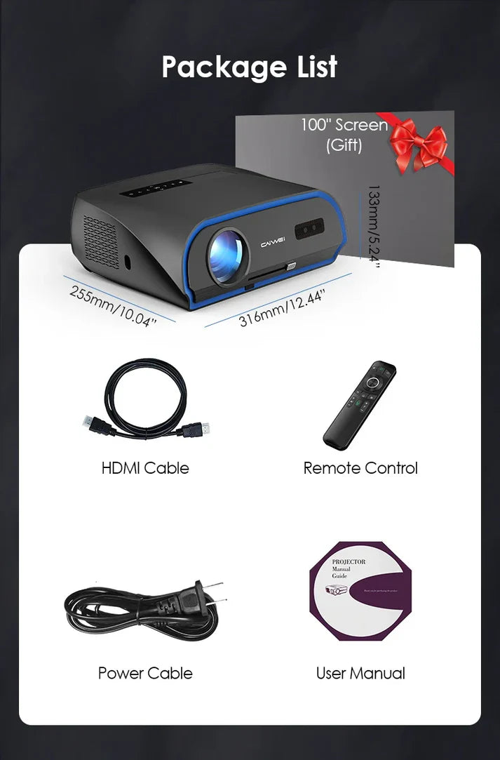 Full HD 1080P Smart LED Projector | 4K Support, 1800 ANSI, Auto Focus, WiFi 6, Android, Home & Outdoor Cinema
