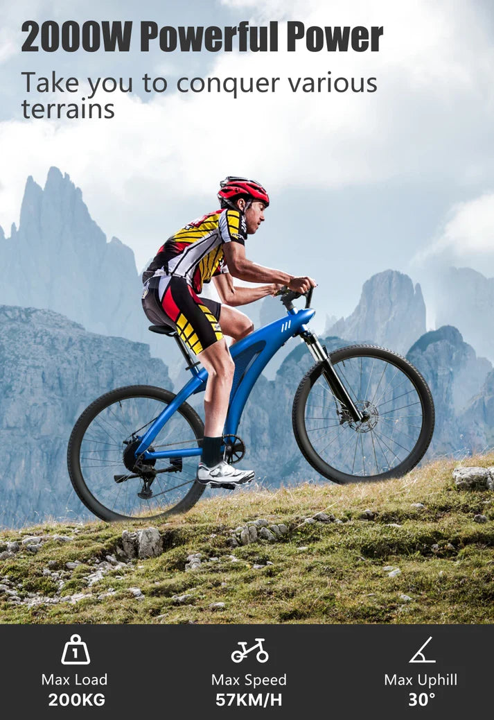 2000W Electric Mountain Bike | 57KM/H Speed, 27.5" Tires, Removable Battery, High-Power E-Bike for Adults