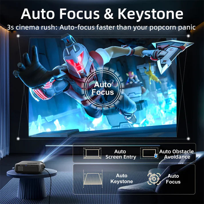 Full HD 1080P Smart LED Projector | 4K Support, 1800 ANSI, Auto Focus, WiFi 6, Android, Home & Outdoor Cinema