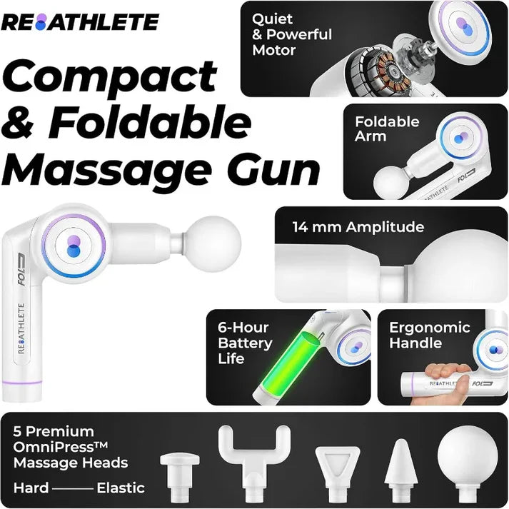 Foldable Percussion Massage Gun | Portable Wireless Deep Tissue Massager for Muscle Relief