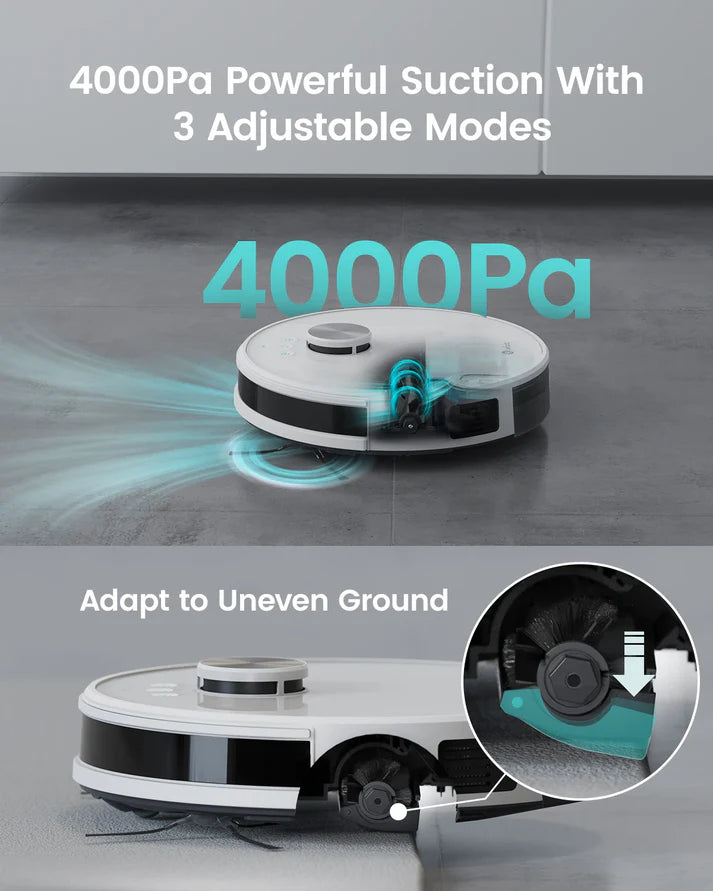 LDS Robot Vacuum Cleaner with 4000Pa Suction | Multi-Map Navigation, App & Alexa Control, Pet Hair Friendly
