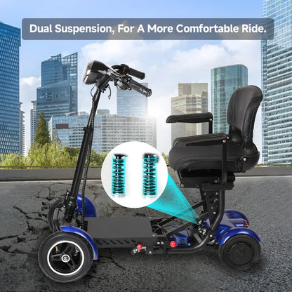 36V Foldable 4-Wheel Electric Scooter | 500W Dual Motor, 12mph, 2-Seater Mobility Scooter for Elderly & Disabled