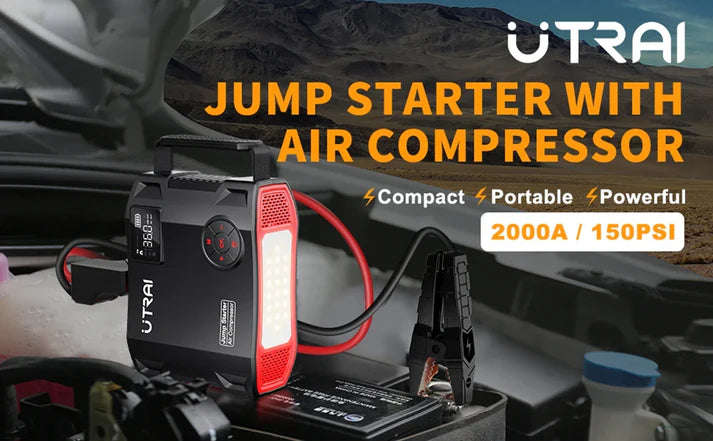 150PSI Portable Car Air Compressor & Jump Starter 4-in-1