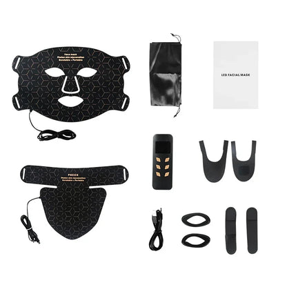 Silicone LED Face & Neck Mask | Anti-Aging Photon Light Therapy for Skin Rejuvenation & Brightening