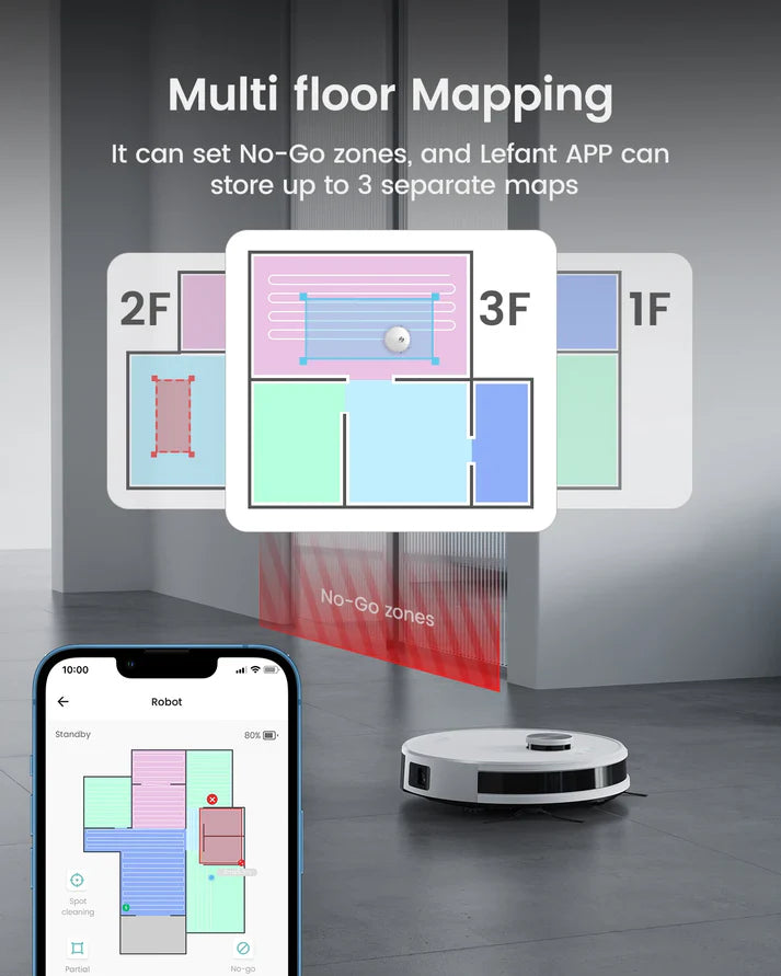 LDS Robot Vacuum Cleaner with 4000Pa Suction | Multi-Map Navigation, App & Alexa Control, Pet Hair Friendly