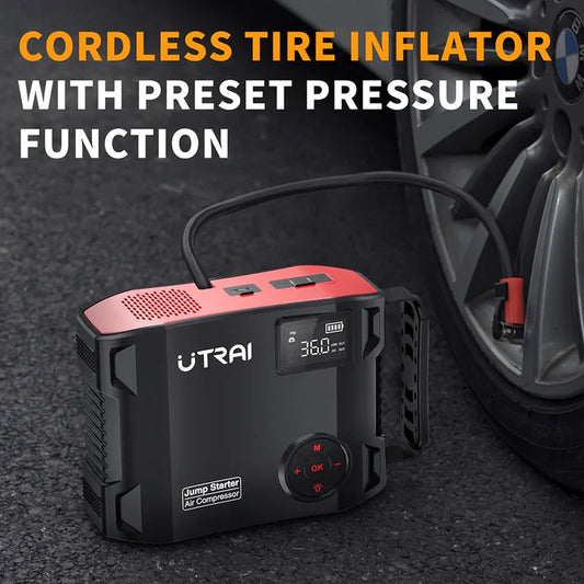 150PSI Portable Car Air Compressor & Jump Starter 4-in-1