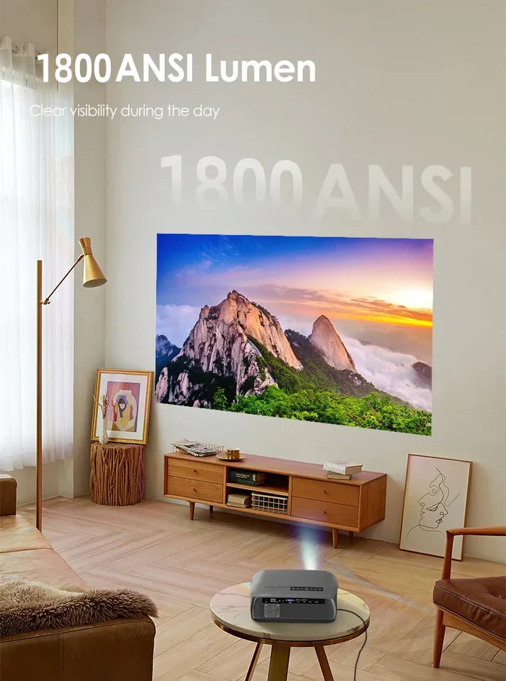 Full HD 1080P Smart LED Projector | 4K Support, 1800 ANSI, Auto Focus, WiFi 6, Android, Home & Outdoor Cinema