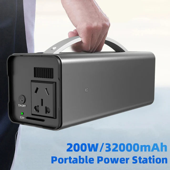 32000mAh Portable Power Station | 200W Solar Generator with 220V Output for Outdoor Camping & Emergency Power