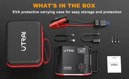 150PSI Portable Car Air Compressor & Jump Starter 4-in-1