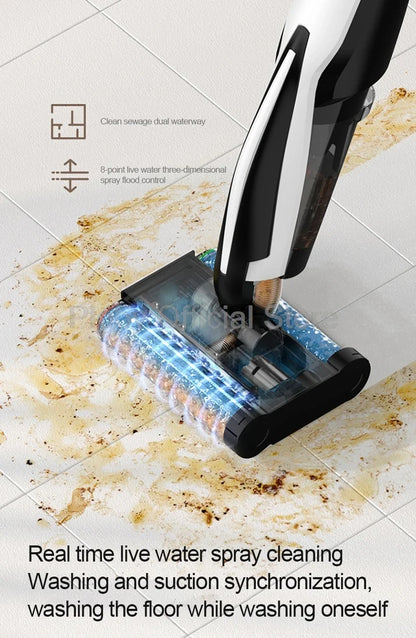 Wireless Electric Mop with Vacuum & Water Spray | All-in-One Smart Floor Cleaner with Suction & Self-Cleaning
