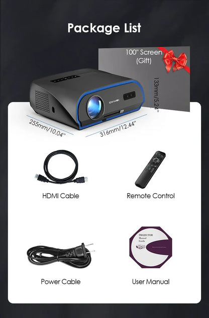 Full HD 1080P Smart LED Projector | 4K Support, 1800 ANSI, Auto Focus, WiFi 6, Android, Home & Outdoor Cinema