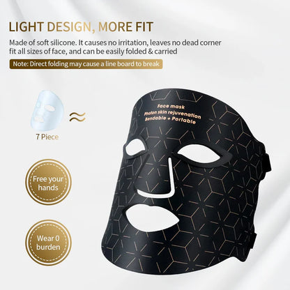 Silicone LED Face & Neck Mask | Anti-Aging Photon Light Therapy for Skin Rejuvenation & Brightening