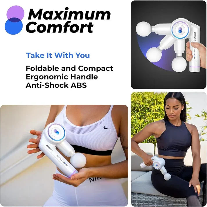 Foldable Percussion Massage Gun | Portable Wireless Deep Tissue Massager for Muscle Relief
