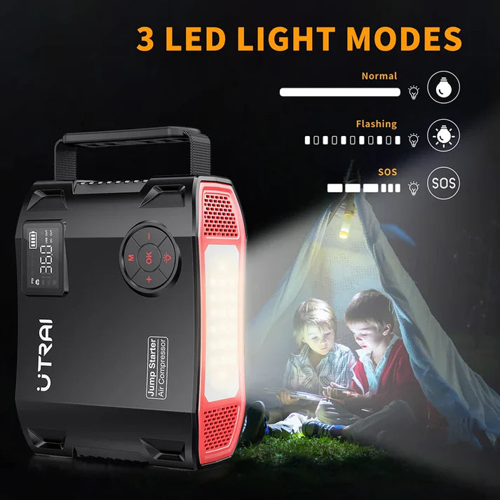 150PSI Portable Car Air Compressor & Jump Starter 4-in-1