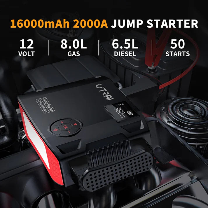 150PSI Portable Car Air Compressor & Jump Starter 4-in-1