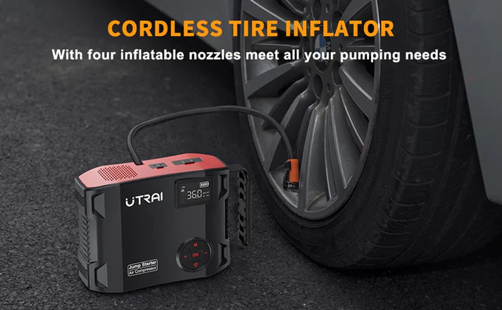 150PSI Portable Car Air Compressor & Jump Starter 4-in-1