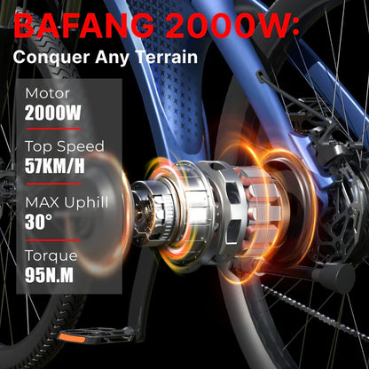 2000W Electric Mountain Bike | 57KM/H Speed, 27.5" Tires, Removable Battery, High-Power E-Bike for Adults