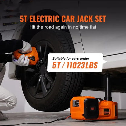 5 Ton 12V Electric Hydraulic Car Jack with Impact Wrench & Tire Inflator
