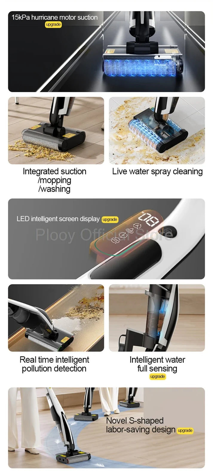 Wireless Electric Mop with Vacuum & Water Spray | All-in-One Smart Floor Cleaner with Suction & Self-Cleaning