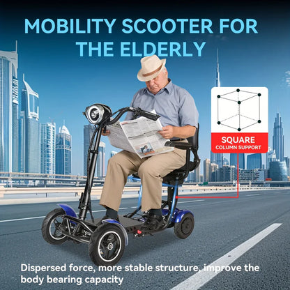 36V Foldable 4-Wheel Electric Scooter | 500W Dual Motor, 12mph, 2-Seater Mobility Scooter for Elderly & Disabled