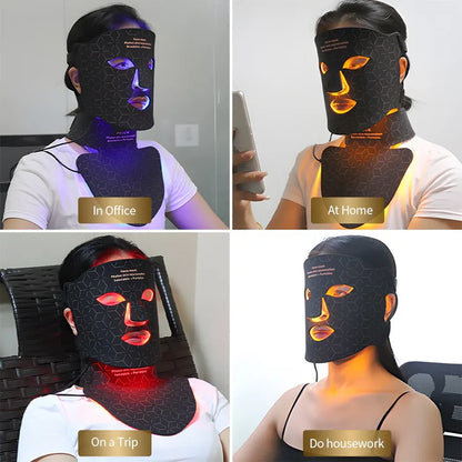 Silicone LED Face & Neck Mask | Anti-Aging Photon Light Therapy for Skin Rejuvenation & Brightening