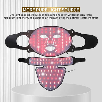Silicone LED Face & Neck Mask | Anti-Aging Photon Light Therapy for Skin Rejuvenation & Brightening