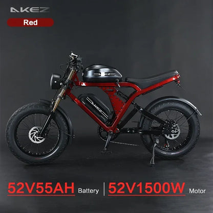 1500W Electric Bike with 52V 55Ah Battery | 20-Inch Fat Tires, Aluminum Frame, Off-Road & City E-Bike