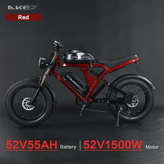 1500W Electric Bike with 52V 55Ah Battery | 20-Inch Fat Tires, Aluminum Frame, Off-Road & City E-Bike