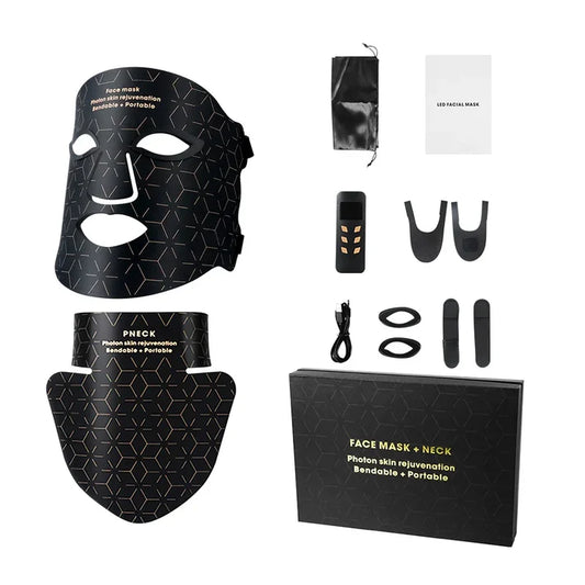 Silicone LED Face & Neck Mask | Anti-Aging Photon Light Therapy for Skin Rejuvenation & Brightening